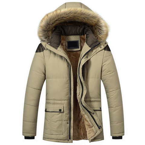 Chaqueta de Invierno Caliente hombres terciopelo espesar abrigo de algodón para hombre casual parka jaqueta masculina casaco caliente con capucha extraíble Chaquetas ► Foto 1/6