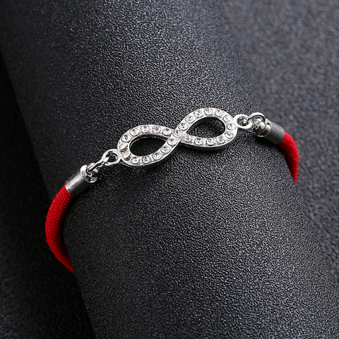 Pulsera de tejido infinito para mujer, brazalete de 8 chakras alfanumérico, color rosa, con cuerda roja, para amantes de la suerte ► Foto 1/6