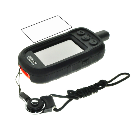 Funda de silicona protectora para GPS Garmin Alpha 100 Alpha100, correa de cuello con anillo desmontable negro, Protector de pantalla ► Foto 1/6