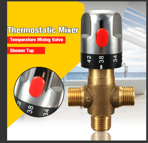 Xueqin termostato de tubo de latón grifo Válvula de mezcla termostática baño Agua Control de temperatura cartuchos para grifo ► Foto 1/6