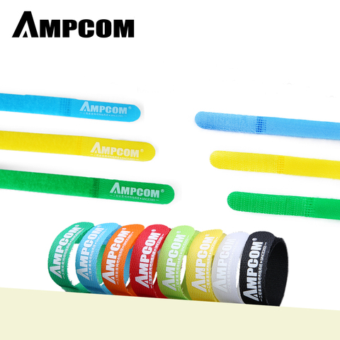 Cables de sujeción AMPCOM, ataduras reutilizables de gancho y bucle, chales de gestión de cordón multicolor-6 