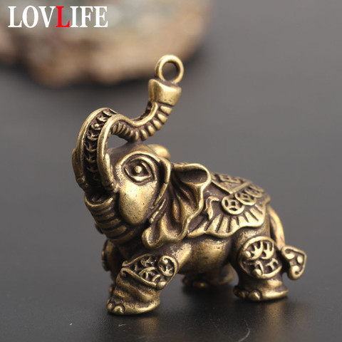 LLavero de elefante de cobre con colgante, llaveros con adornos de animales de Metal y latón Vintage, joyería ► Foto 1/6