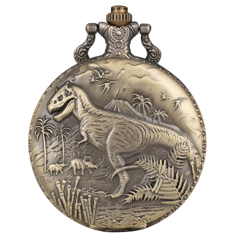 Reloj de bolsillo de cuarzo con diseño de dinosaurio en 3D de Jurassic World, collar con colgante de animales salvajes, regalo de recuerdo ► Foto 1/6