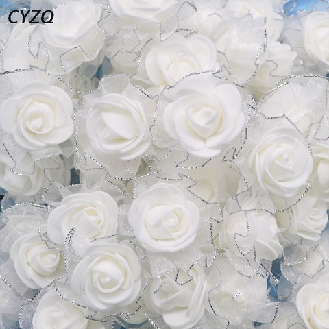 20 unids/lote 4cm PE espuma flores artificiales de rosa de seda cabezas para boda decoración del hogar DIY Scrapbooking corona falsa Rosa flor ► Foto 1/6