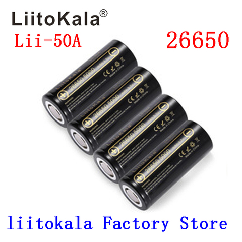 LiitoKala-Batería de litio recargable para linterna nueva, pila de 3,7V, 5000 mAh, en color negro, modelo 26650-50A, lii-50A, HK, disponible de 1-18 uds. ► Foto 1/6