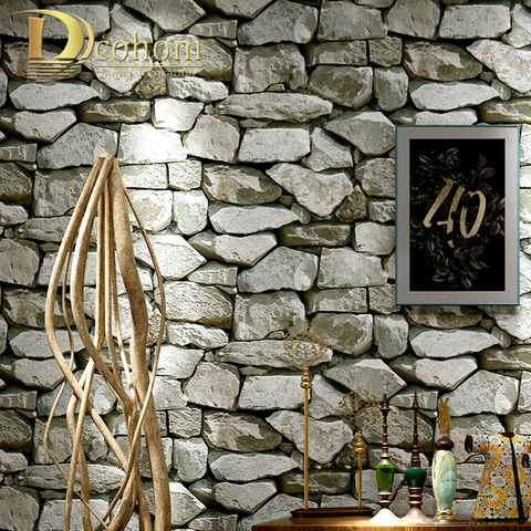 Dcohom Vintage 3D de piedra de ladrillo de papel de pared para sala de estar dormitorio restaurante paredes decoración de rollos de papel de pared ► Foto 1/6