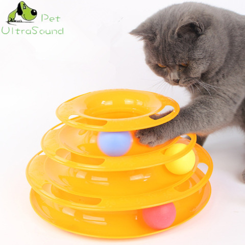 Juguetes Divertidos para gatos y mascotas, disco con pelota loca, juguete interactivo y divertido, mesa giratoria Trilaminar ► Foto 1/6
