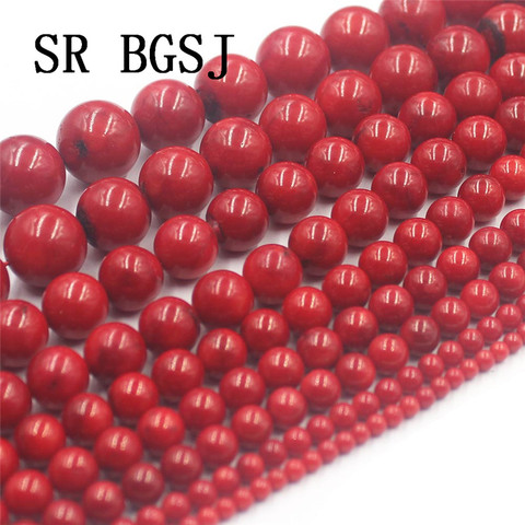 Free Shipping 4-18mm Natural Round Sea Bamboo Red Coral Gems Jewelry Making Loose Beads Strand /6pcs ► Foto 1/1