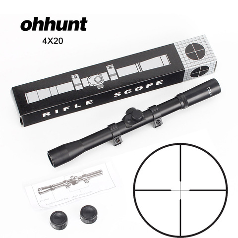 Ohhunt-mira telescópica para Rifle de caza, 4X20, retícula fina dúplex, mira óptica táctica con anillos de cola de milano para pistola de aire ► Foto 1/6