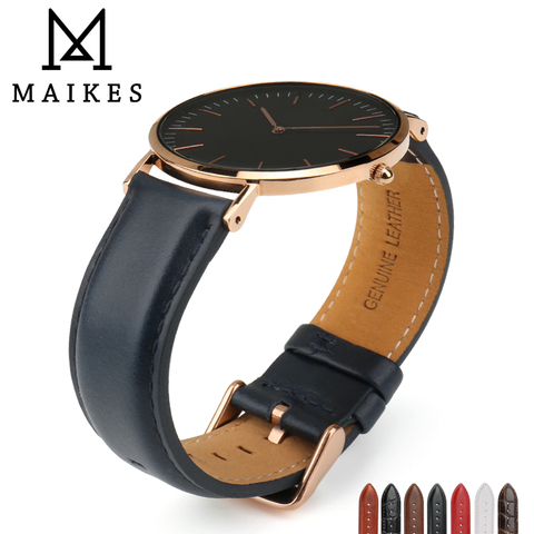 MAIKES-Correa de reloj de alta calidad, correa azul a la moda con cierre plateado/oro rosa, apta para relojes de pulsera, accesorios para reloj DW ► Foto 1/6