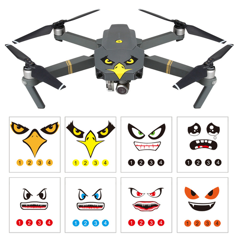 Pegatina de drones para DJI Mavic Pro, accesorios para DJI Spark Art, pegatina de águila, sonrisa, tiburón, piel de ojos, 8 Uds. ► Foto 1/6