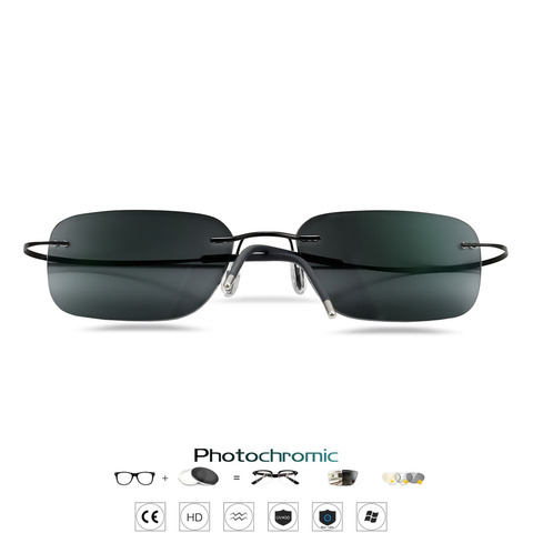 EOOUOOE-gafas de lectura fotocromáticas para hombres y mujeres, anteojos de sol sin marco B de titanio para leer, gafas de lectura fotocromáticas para presbicia al aire libre ► Foto 1/4