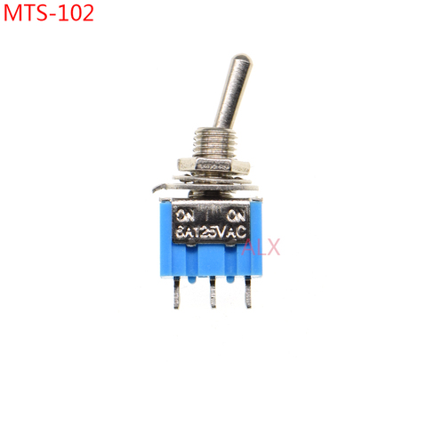 Interruptor de conmutación en miniatura, MINI MTS-102 azul, SPDT, 3 pines, en miniatura, 6A/125V, 3A/250V, MTS, 102, MTS102, 10 Uds. ► Foto 1/4