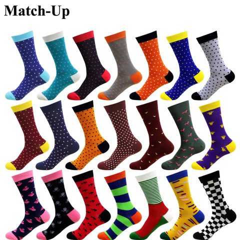 Match-Up-calcetines de negocios para hombre, calcetín de algodón peinado, marca, estilo de lunares nuevos Calcetines para hombre talla US (7,5-12) 1 par ► Foto 1/6
