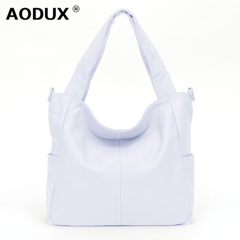 Aodux-Bolso grande de piel auténtica para mujer, de marca famosa de lujo, bandolera de hombro, color blanco y negro ► Foto 1/6