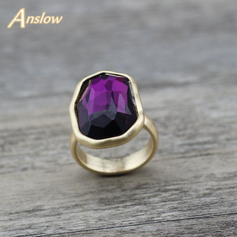 Anslow 2022 Nueva joyería de moda de marca de moda anillo de dedo grande para mujeres cristal Irregular geometría reactiva regalo femenino LOW0006AR ► Foto 1/6