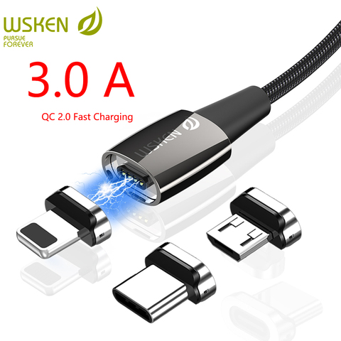 WSKEN X1Pro Cable de carga magnética para iPhone cargador Micro USB Cable 3A rápido USB tipo C USB-C Cable magnético cable de adaptador de cable ► Foto 1/6