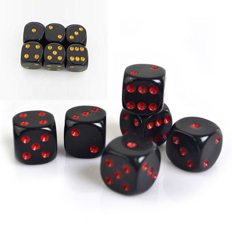 10 unids/lote 16mm D6 acrílico negro redondeado los dados con rojo dot potable Digital dados a la Junta para juego de 6 lados Poker juego ► Foto 1/5