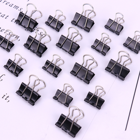 12 unids/pack negro Clips de carpeta metálicos/19/15mm notas carta Clip de papel suministros de oficina vinculante Clip de fijación del producto ► Foto 1/6