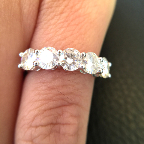 14K anillo de oro blanco moissanita 1.5CTW Color F anillo de compromiso moissanita prueba positiva banda joya de boda de diamante para La novia ► Foto 1/6