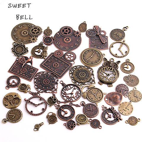Sweet Bell 20 unids vintage metal zinc aleación reloj mezclado colgante Amuletos Steampunk reloj Amuletos para joyería DIY hacer h3012 ► Foto 1/6