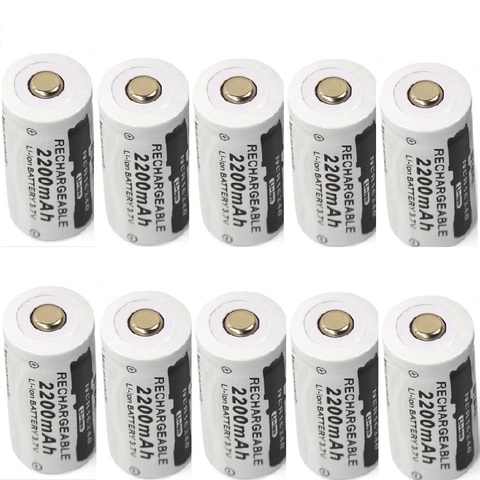 Batería recargable de iones de litio, CR123A RCR 123 ICR 16340, 2200mAh, 3,7 V, 10 Uds. ► Foto 1/4