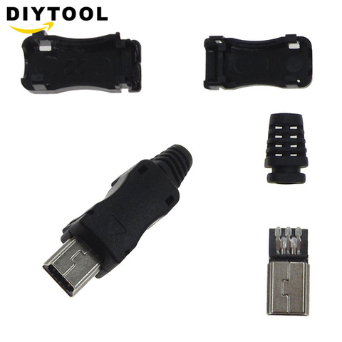 10 unids/lote de conectores USB macho de 5 pines con carcasa de plástico, Conector Micro USB, enchufe trasero para teléfono, Mini Sockect, cubierta de terminales de soldadura ► Foto 1/6