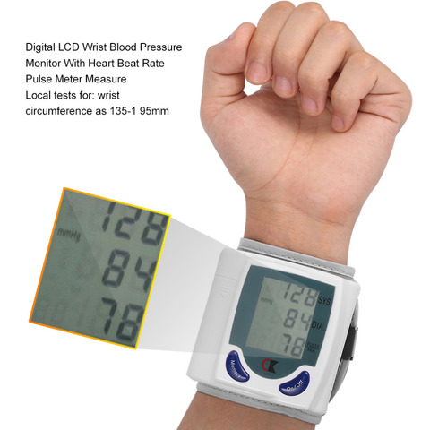 Monitor de presión arterial de muñeca LCD Digital Automático para el cuidado de la salud para medir el ritmo cardíaco y el pulso DIA SYS ► Foto 1/6