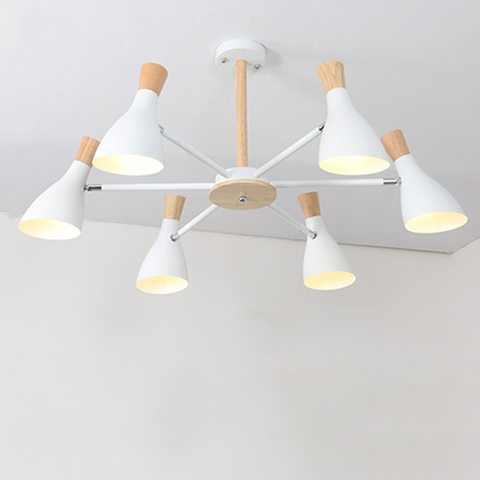 Lámpara de araña LED de madera de estilo nórdico, luz led moderna para comedor, techo, sala de estar, dormitorio, luces de techo ► Foto 1/6