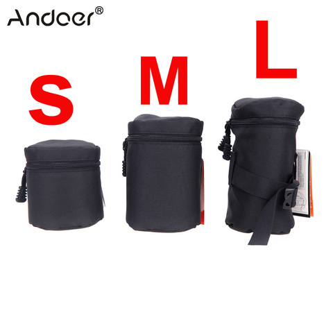 Andoer-bolsa protectora acolchada para lente de cámara, funda impermeable para DSLR, Nikon, Canon, Sony, color negro, tamaño S, M, L ► Foto 1/6