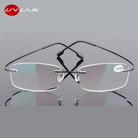 Gafas de lectura UVLAIK tr90 sin montura para hombres y mujeres gafas de lectura de alta definición antifatiga gafas ultraligeras sin marco ► Foto 1/6