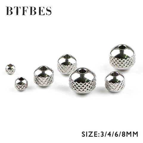BTFBES neumático 200 piezas de acero inoxidable redondo perlas de 3 4 6 8mm encanto espaciador suelta perlas pulseras de joyería fabricación de accesorios de metal DIY ► Foto 1/5