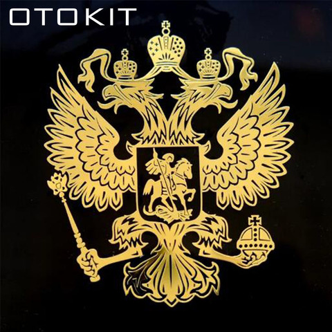 Escudo de Armas de Rusia adhesivos de ventana de coche de aluminio, emblema de águila de la Federación Rusa, pegatina para teléfono portátil con estilo de coche ► Foto 1/6