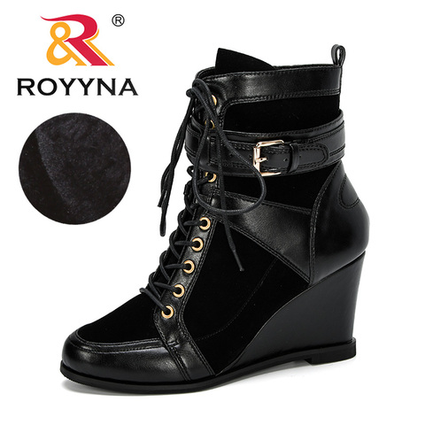 ROYYNA-Botas de punta redonda para mujer, Botines de tacón alto con correa de hebilla, zapatos de otoño, 2022 ► Foto 1/6