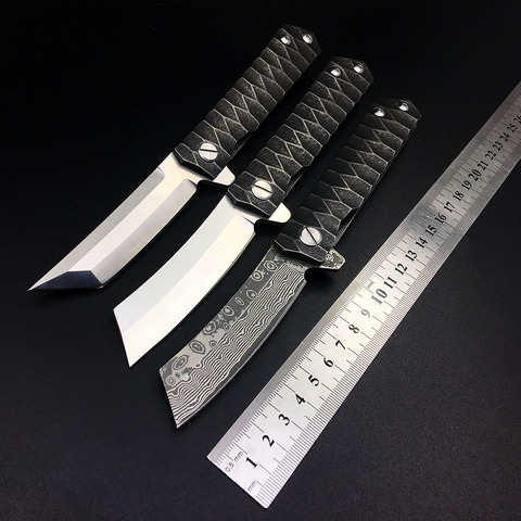 Kwaiken D2 Tanto cuchillo plegable táctico de Damasco de caza de bolsillo de supervivencia cuchillos al aire libre LUCHA CONTRA Camping EDC herramienta ► Foto 1/6