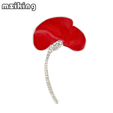 Mziking-broche Vintage de amapolas rojas para mujer, broche de diamantes de imitación, Pin de flor de aleación, joyería, regalos de fiesta de boda 2022 ► Foto 1/5