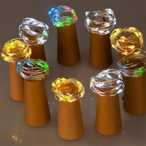 Tira de luces LED con forma de corcho, luz de tapón de botella de vino, lámpara de decoración para fiesta de Navidad, tapón de botella, 2M, 20LED ► Foto 1/1