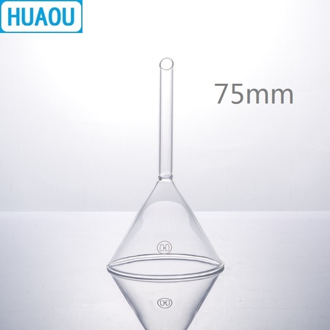 HUAOU-embudo de tallo corto de 75mm, ángulo de 60 grados, borosilicato 3,3, equipo de química de laboratorio de vidrio ► Foto 1/3