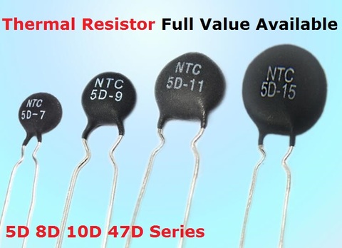 Resistor térmico NTC 2. 47D-15 8D-20 10D-9 10D-11 10D-13 10D-15 10D-20 10D-25 5D-7 5D-9 5D-11 5D-15 5D-20 12D-15, 10 Uds. ► Foto 1/1