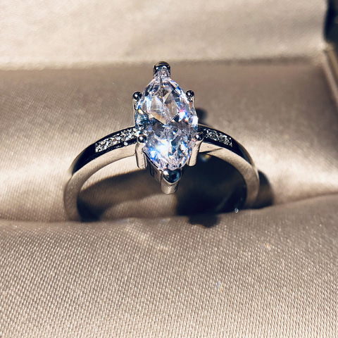 Sortija de compromiso de plata para mujer, anillos de boda y joyería de cristal, sortijas de plata 925 ► Foto 1/1