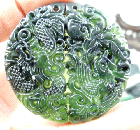 50*50mm venta al por mayor chino natural de mano de piedra tallada estatua de dragón y Phoenix amuleto colgante collar M28 ► Foto 1/3
