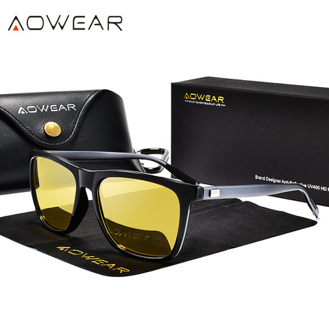 Gafas De Sol polarizadas De noche Gafas De Sol con lentes amarillas De aluminio para hombre Gafas De Sol ► Foto 1/6