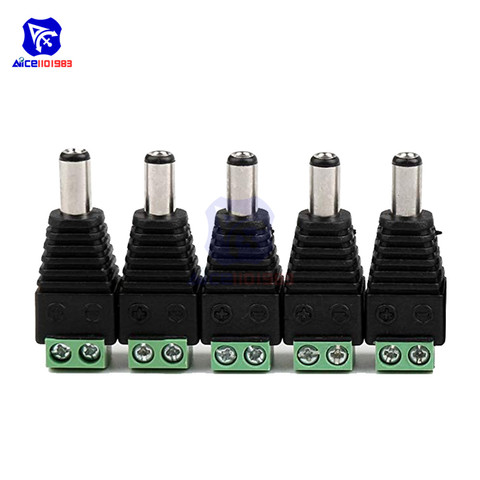 Conector de cable para cámara de videovigilancia, tira de luz LED de 2,5x5,5mm, enchufe de alimentación de CC macho, 5,5x2,5mm, 5 unids/lote ► Foto 1/6