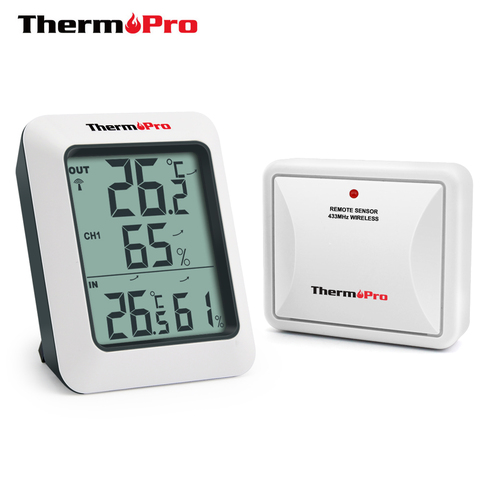 ThermoPro-termómetro Digital inalámbrico para interior y exterior, Monitor de humedad con medidor de temperatura y humedad, 60M, TP60S ► Foto 1/6