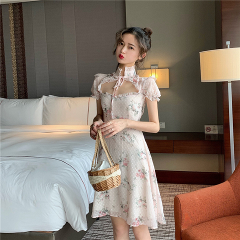 Lolita vestido dulce lindo japonés Kawaii niñas princesa sirvienta Vintage gótico estampado patrones gasa vestido de verano ► Foto 1/6