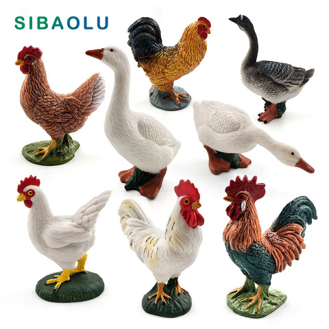 Modelo de Granja de animales, figuritas artificiales de pollo, pato, Ganso, bonsái, decoración del hogar, figura en miniatura para decoración de jardín, accesorios modernos ► Foto 1/6