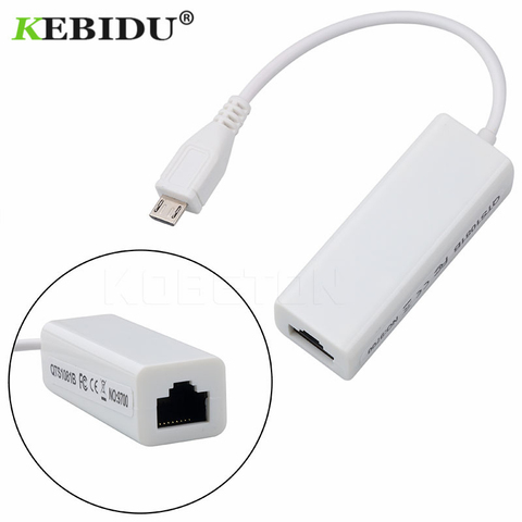 Kebidu-Micro USB a RJ45, tarjeta de red LAN Ethernet, adaptador USB 2,0 de 100Mbps para teléfono Android, tableta y PC ► Foto 1/6