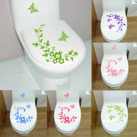 Pegatinas de mariposa para pared de baño, calcomanías de flores para decoración del hogar, calcomanía de baño ► Foto 1/6