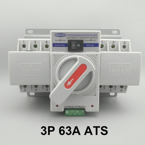3P 63A 380V 50/60hz 3 cables tipo MCB interruptor de transferencia automática de doble potencia ATS ► Foto 1/4