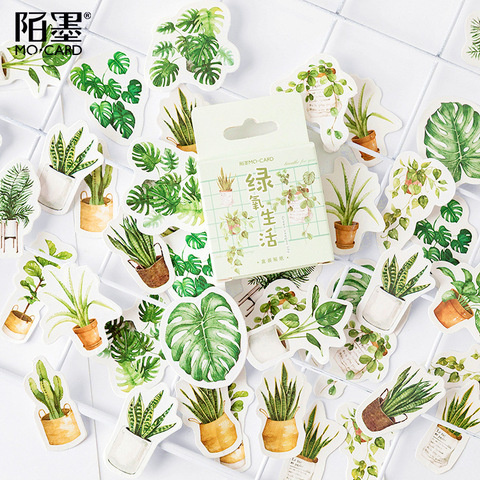 Mini diario pequeño de plantas verdes, juego de pegatinas japonesas con caja bonita, álbum de recortes, diario de escamas, papelería ► Foto 1/5